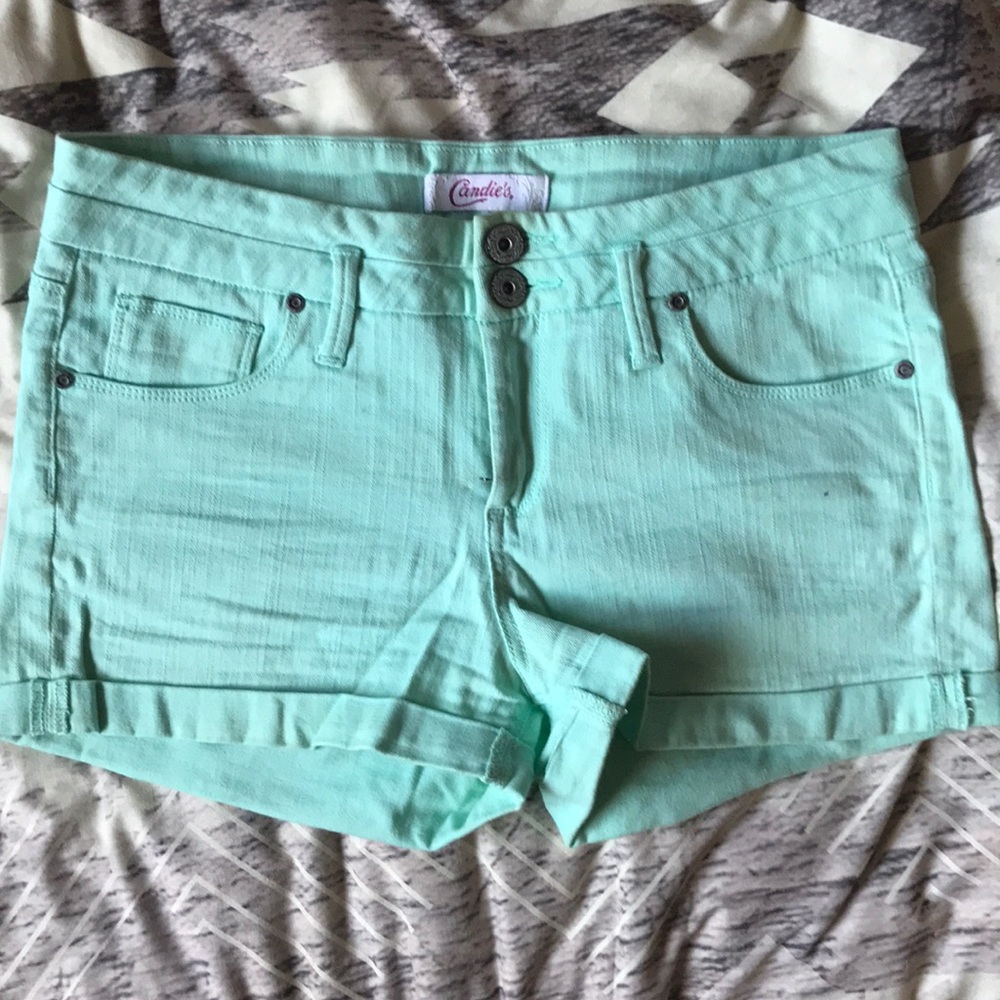Candies mint green jean shorts size 9 juniors